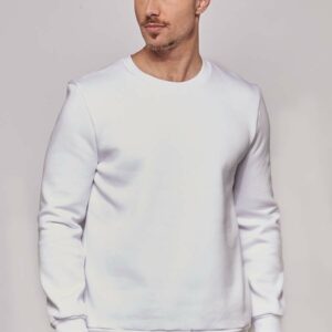 Le sweat classique à col rond Romuald – Blanc