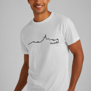 Tee-shirts unisexe The Line blanc Marseille Made in France - Boutique Fil Rouge